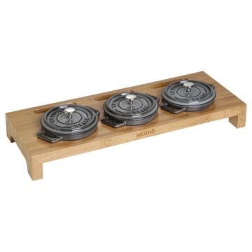 STAUB Servierbrett für 3 Mini-Cocottes - Bambus