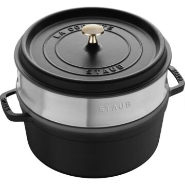 STAUB La Cocotte + Dämpfeinsatz, Schwarz - 26cm