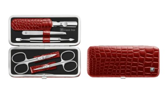 Zwilling Maniküre Rahmen Etui aus Rindleder , Kroko-Lack-Optik , in rot 97653-003-0